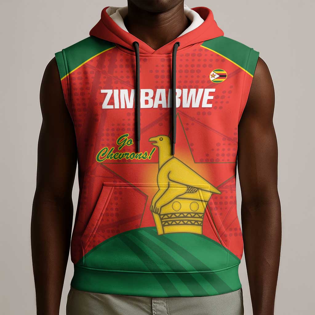 Afro Cricket Zimbabwe Custom Sleeveless Hoodie Go Chevrons 2003 Color - African Pride