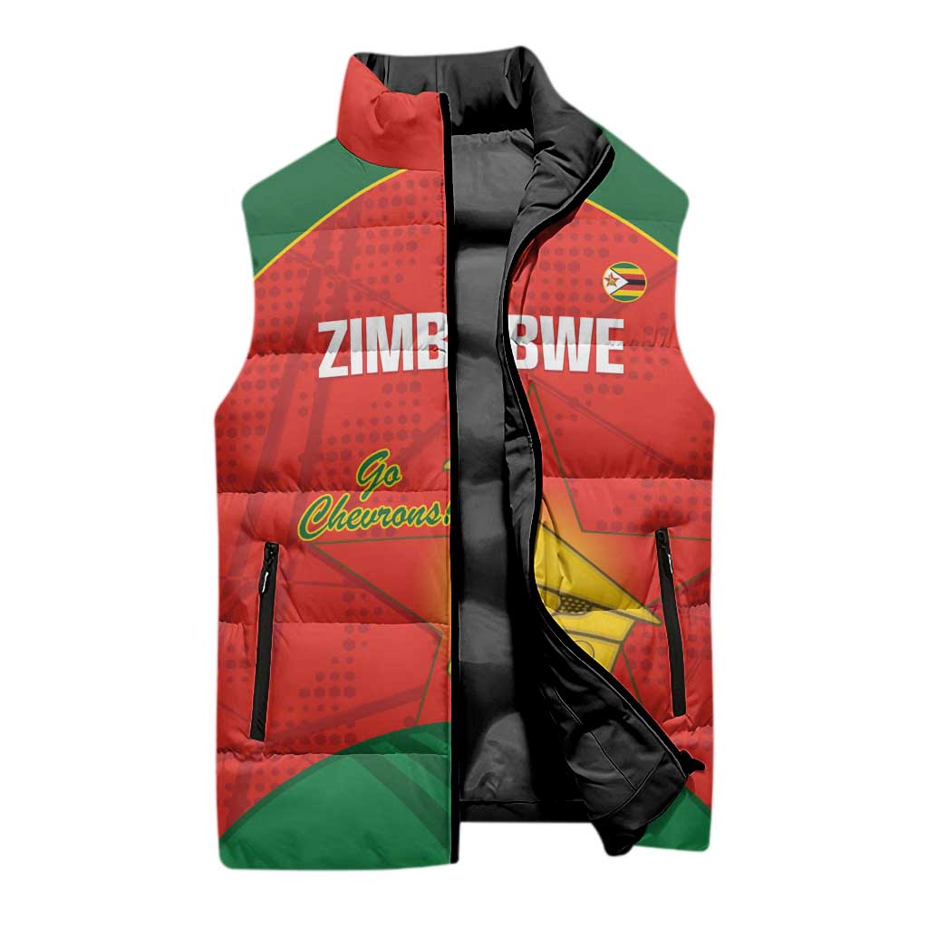 Custom Zimbabwe Cricket Sleeveless Puffer Jacket Go Chevrons 2003 Color Version