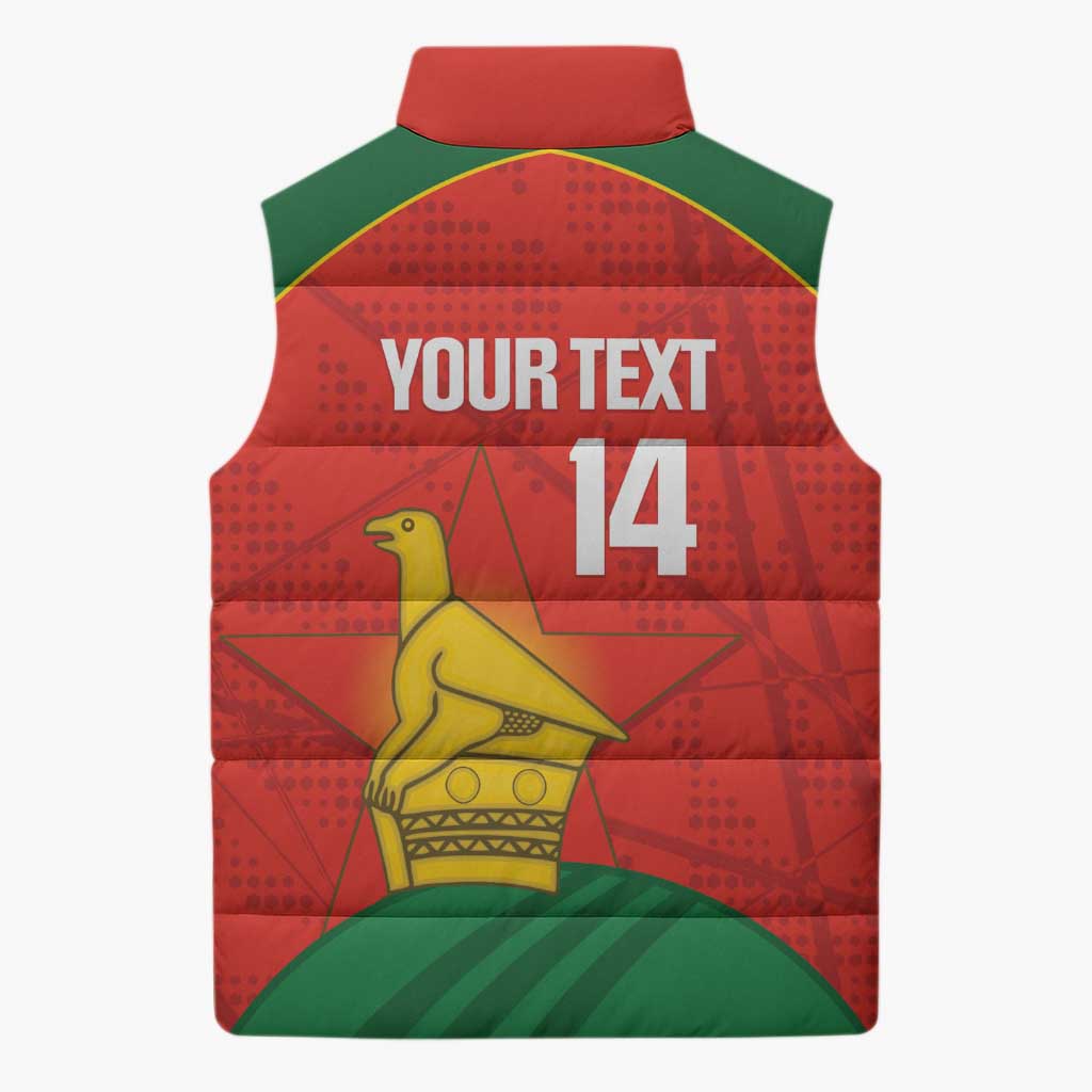 Custom Zimbabwe Cricket Sleeveless Puffer Jacket Go Chevrons 2003 Color Version