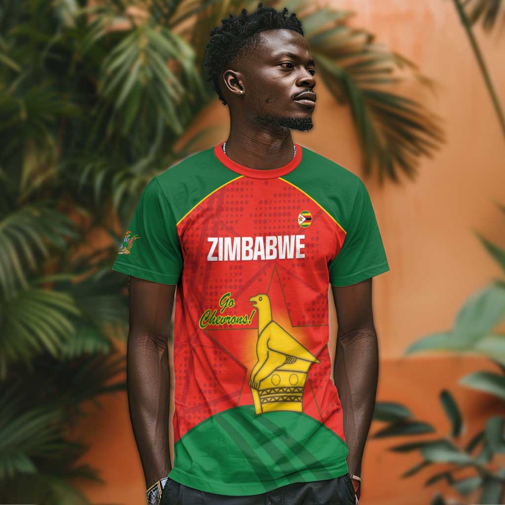Afro Cricket Zimbabwe Custom T shirt Go Chevrons 2003 Color - African Pride