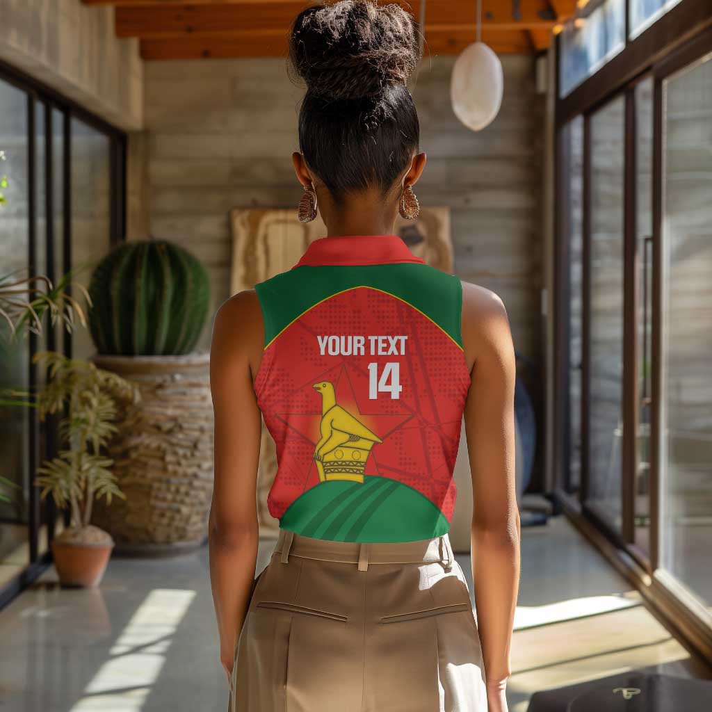 Afro Cricket Zimbabwe Custom Women Sleeveless Polo Shirt Go Chevrons 2003 Color - African Pride