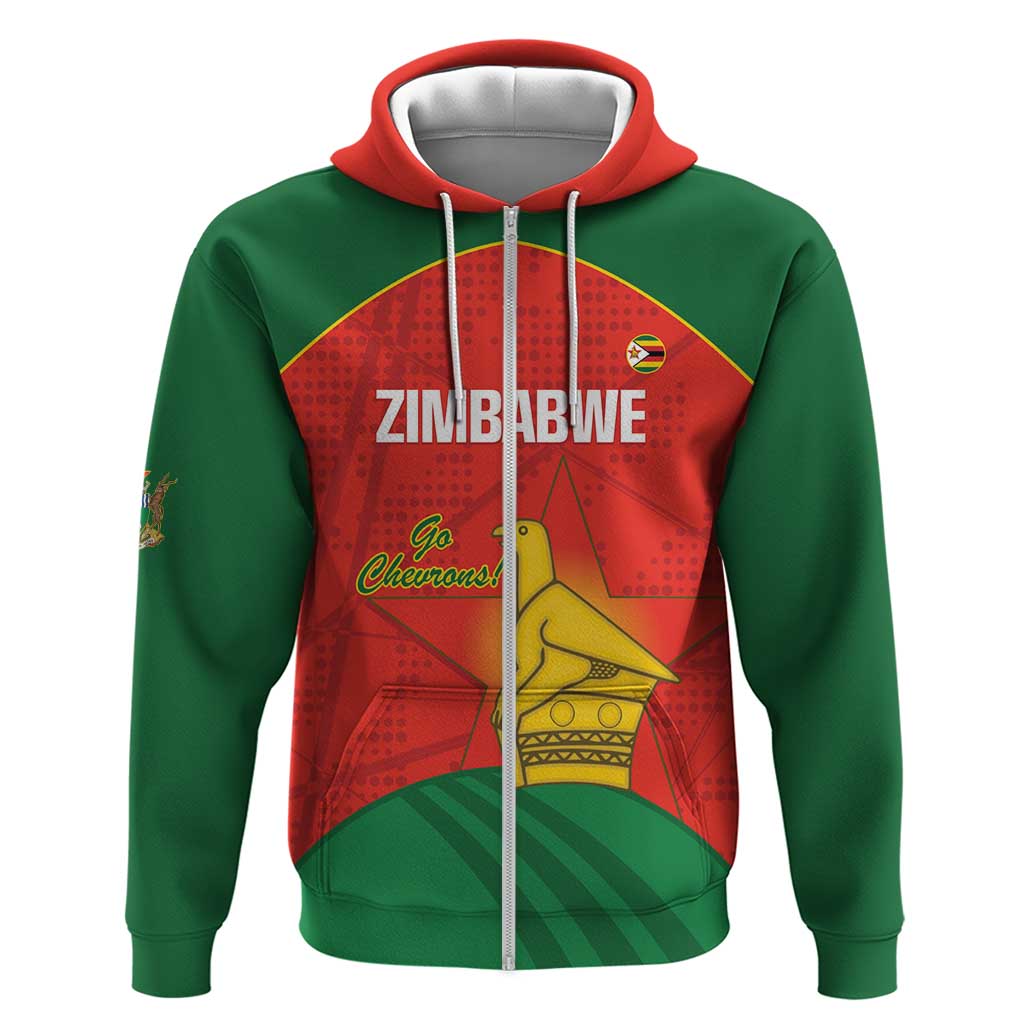 Afro Cricket Zimbabwe Custom Zip Hoodie Go Chevrons 2003 Color - African Pride