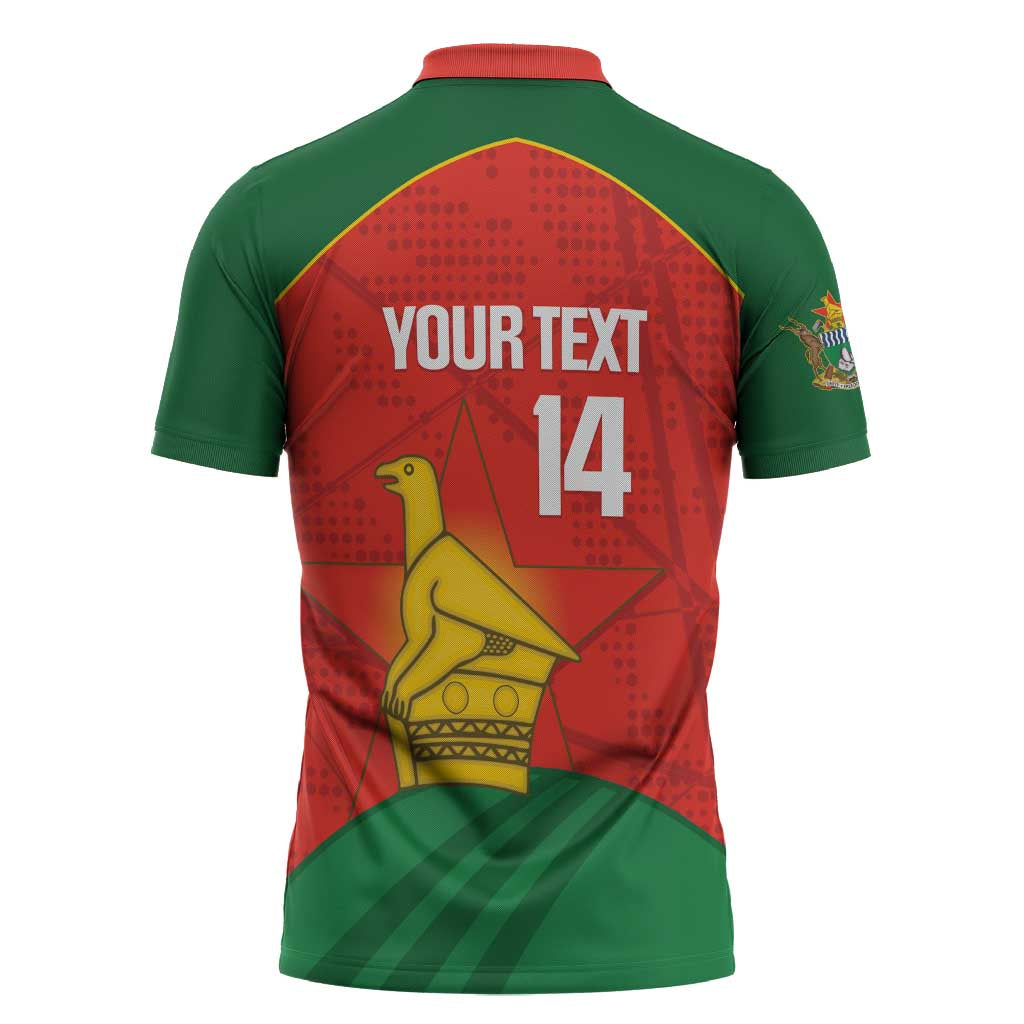 Custom Zimbabwe Cricket Zipper Polo Shirt Go Chevrons 2003 Color Version