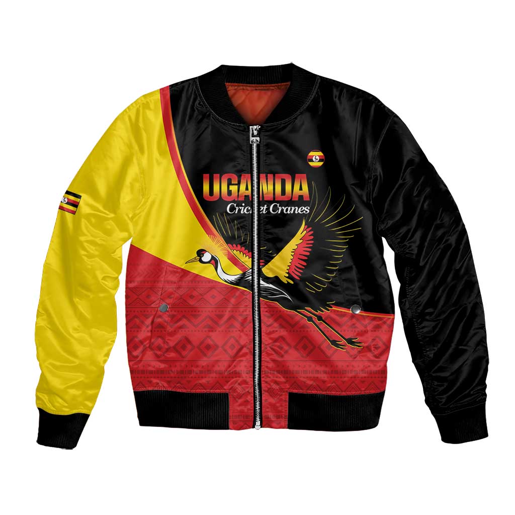Afro Cricket Uganda Custom Bomber Jacket Go Cranes African Pattern - African Pride