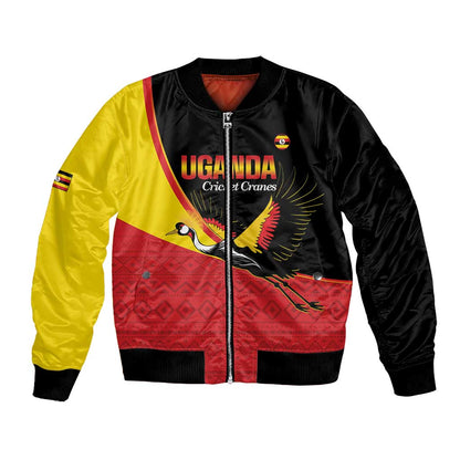 Afro Cricket Uganda Custom Bomber Jacket Go Cranes African Pattern - African Pride