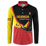 Custom Uganda Cricket Button Sweatshirt Go Cranes African Pattern