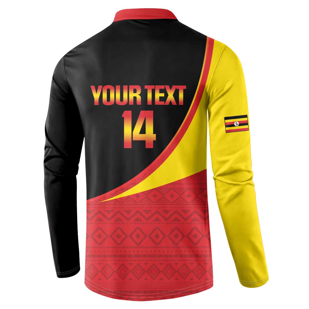 Custom Uganda Cricket Button Sweatshirt Go Cranes African Pattern