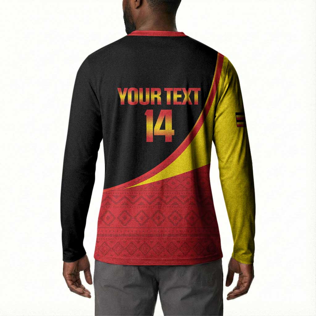 Custom Uganda Cricket Button Sweatshirt Go Cranes African Pattern