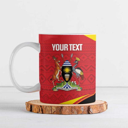 Custom Uganda Cricket Ceramic Mug Go Cranes African Pattern