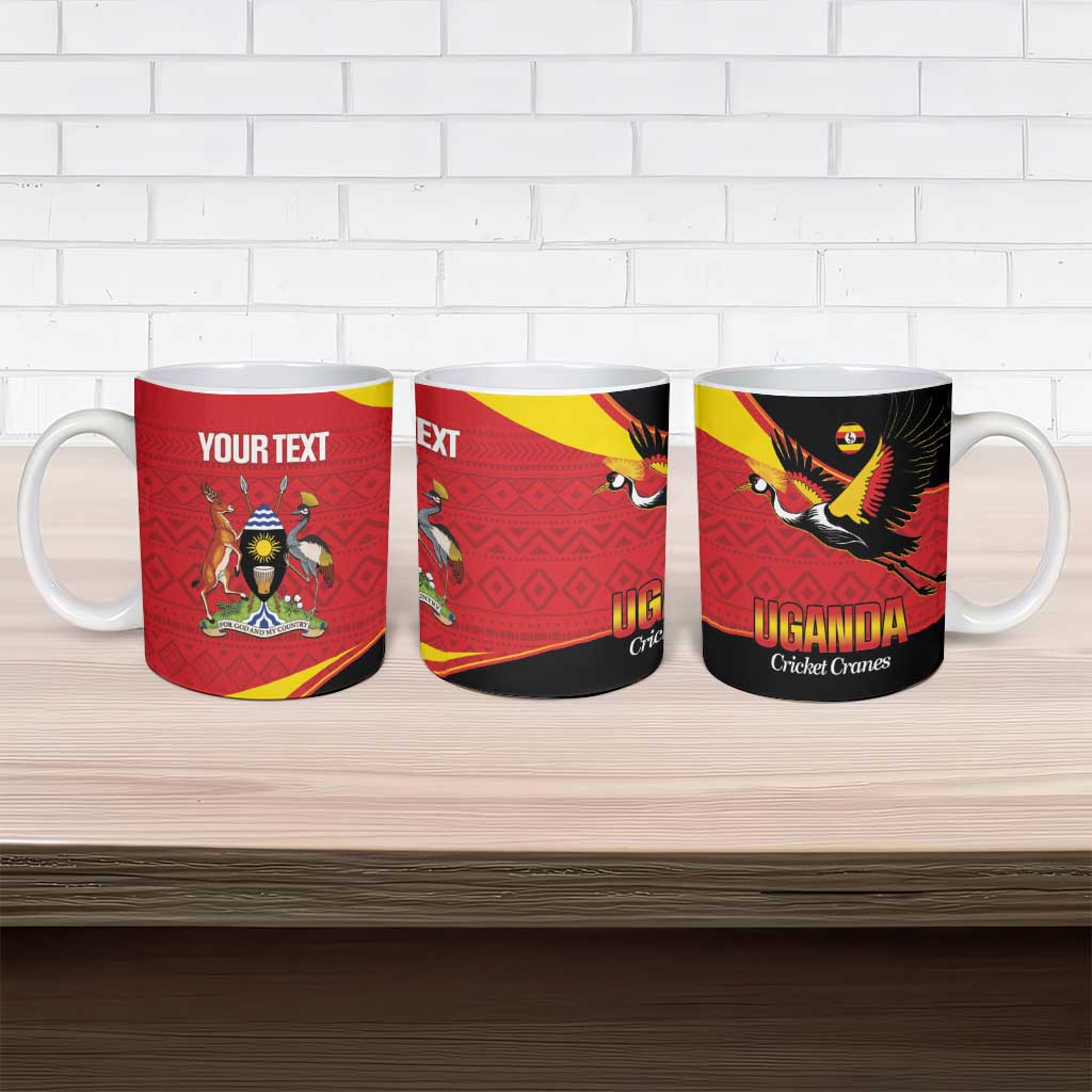 Custom Uganda Cricket Ceramic Mug Go Cranes African Pattern