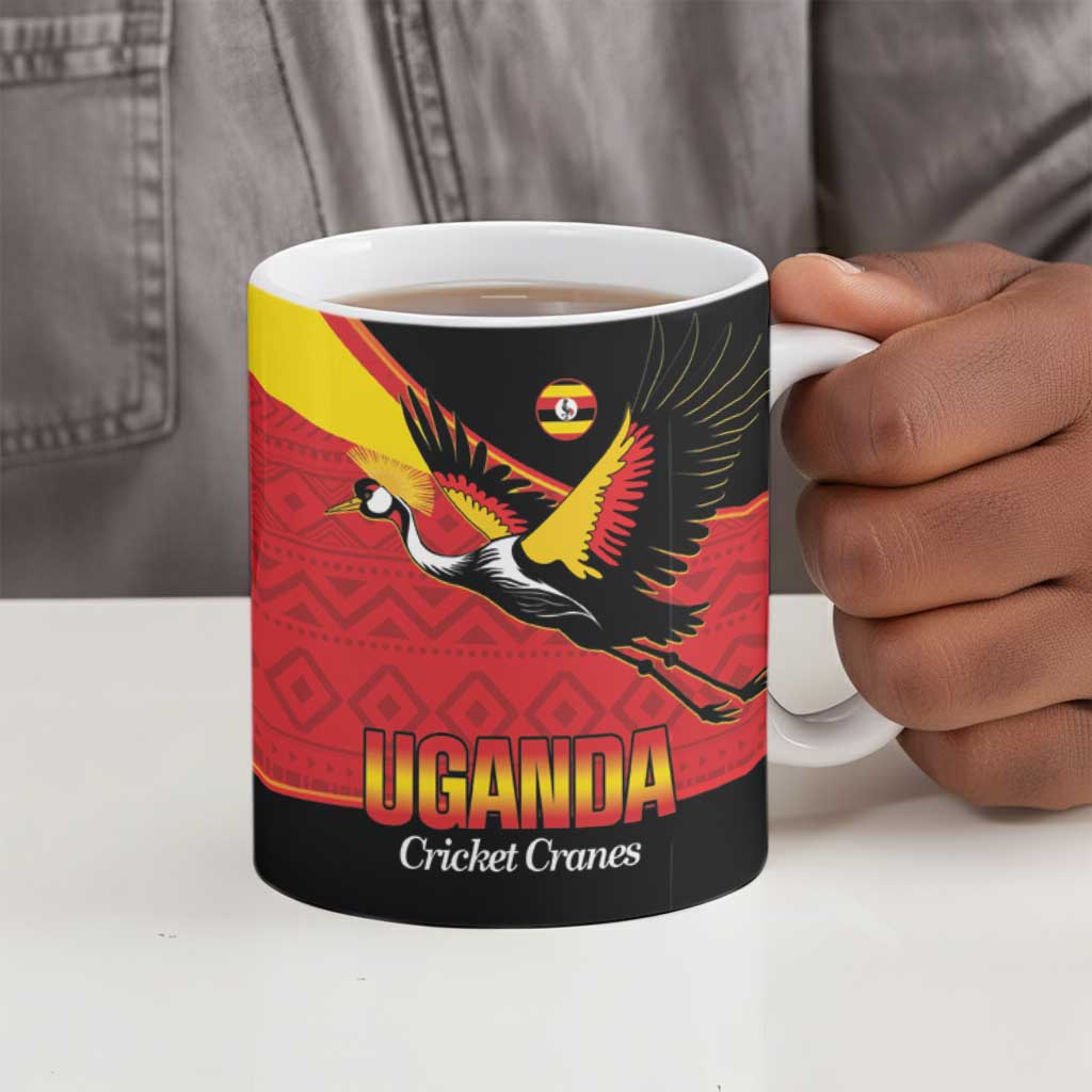 Custom Uganda Cricket Ceramic Mug Go Cranes African Pattern