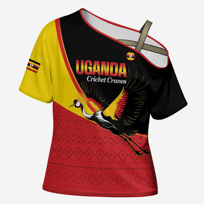 Custom Uganda Cricket Cross Shoulder Shirt Go Cranes African Pattern