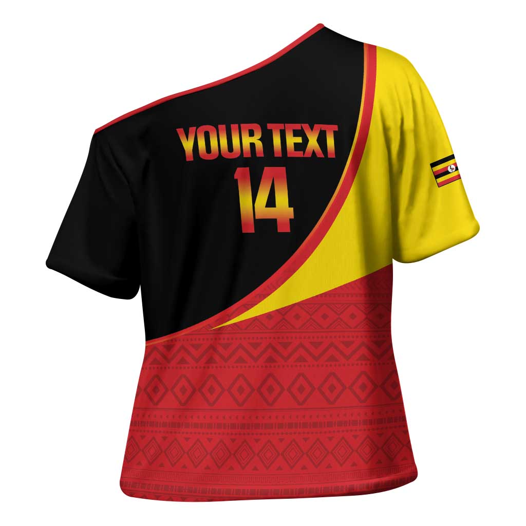 Custom Uganda Cricket Cross Shoulder Shirt Go Cranes African Pattern