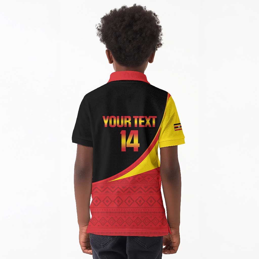 Afro Cricket Uganda Custom Kid Polo Shirt Go Cranes African Pattern - African Pride