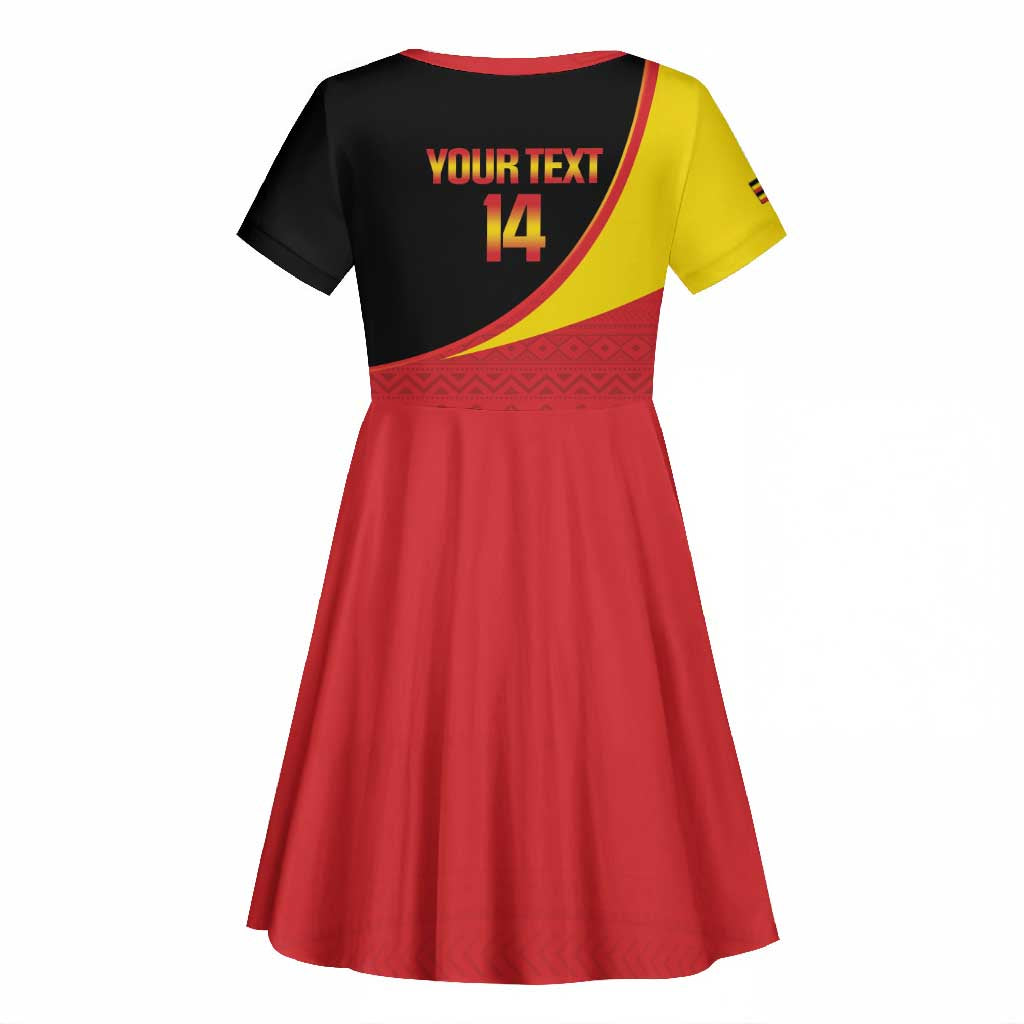 Afro Cricket Uganda Custom Kid Short Sleeve Dress Go Cranes African Pattern - African Pride