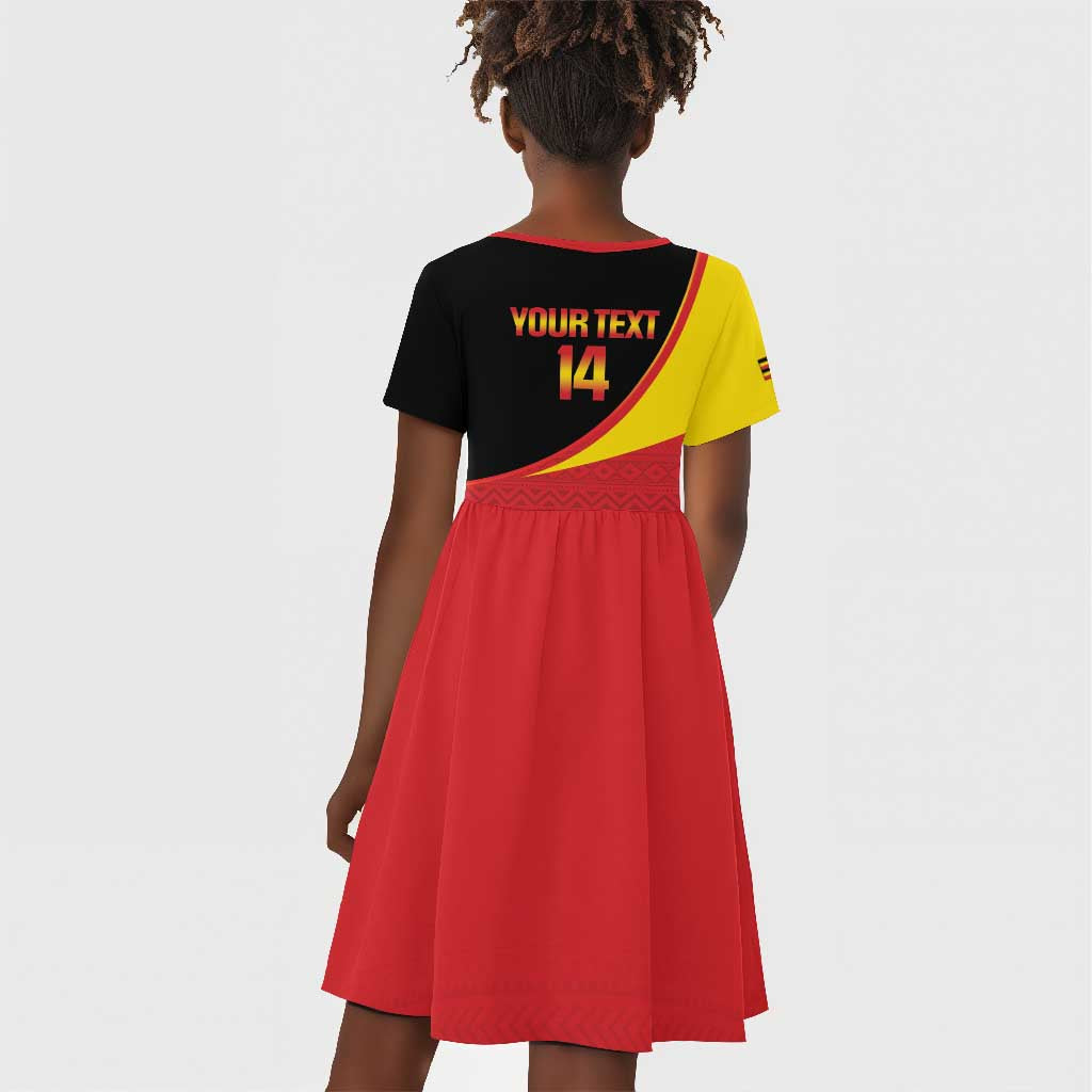 Afro Cricket Uganda Custom Kid Short Sleeve Dress Go Cranes African Pattern - African Pride