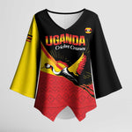 Custom Uganda Cricket Kimono Sleeve Blouse Go Cranes African Pattern