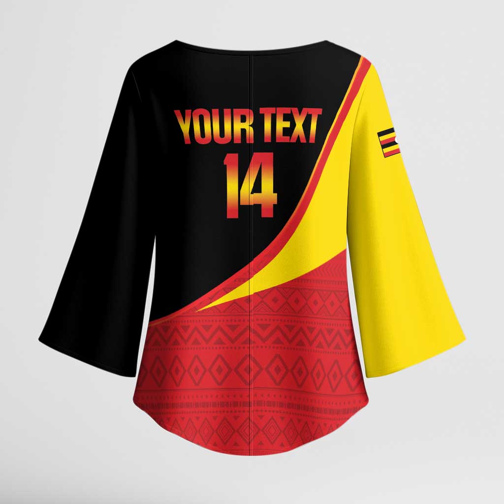 Custom Uganda Cricket Kimono Sleeve Blouse Go Cranes African Pattern
