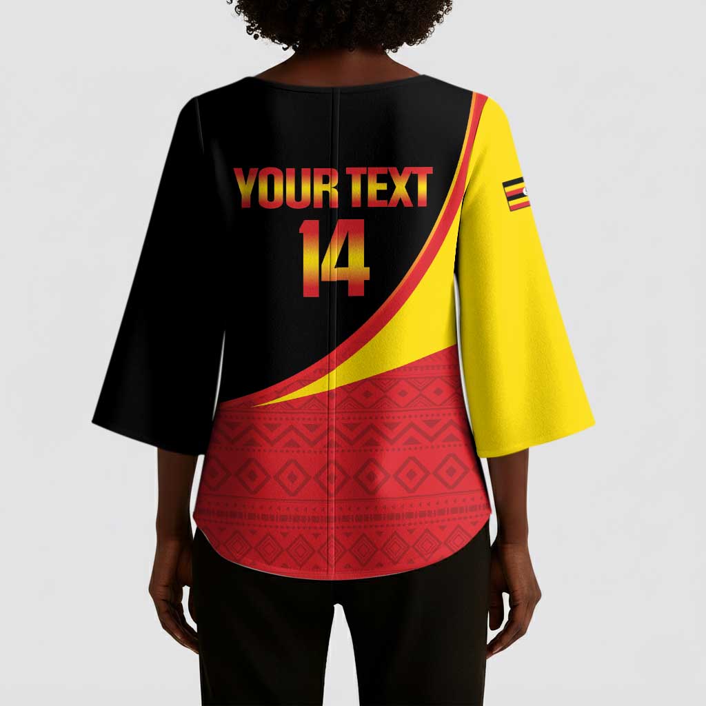 Custom Uganda Cricket Kimono Sleeve Blouse Go Cranes African Pattern