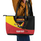 Afro Cricket Uganda Custom Leather Tote Bag Go Cranes African Pattern - African Pride