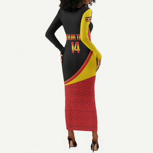 Afro Cricket Uganda Custom Long Sleeve Bodycon Dress Go Cranes African Pattern - African Pride