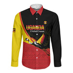 Afro Cricket Uganda Custom Long Sleeve Button Shirt Go Cranes African Pattern - African Pride