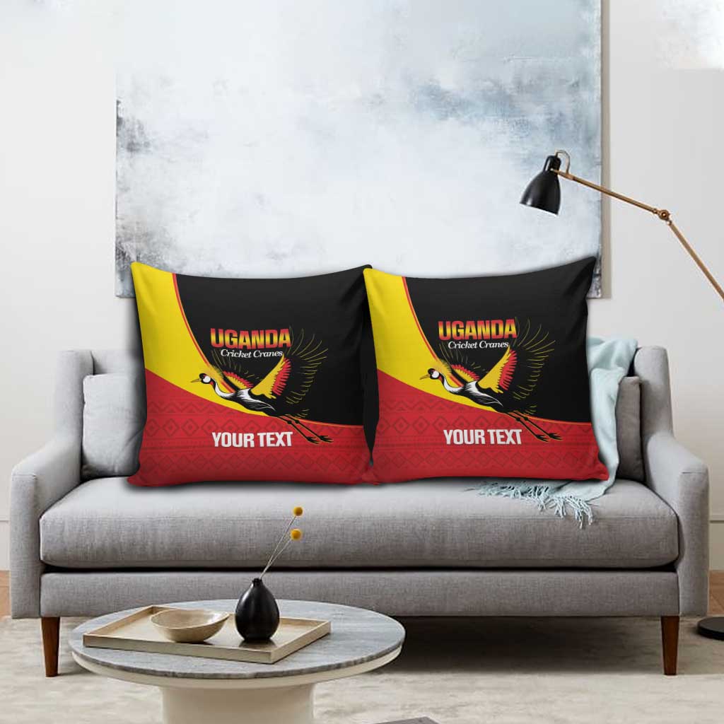 Custom Uganda Cricket Pillow Cover Go Cranes African Pattern