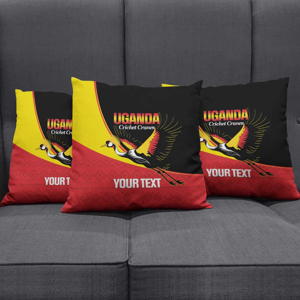 Custom Uganda Cricket Pillow Cover Go Cranes African Pattern