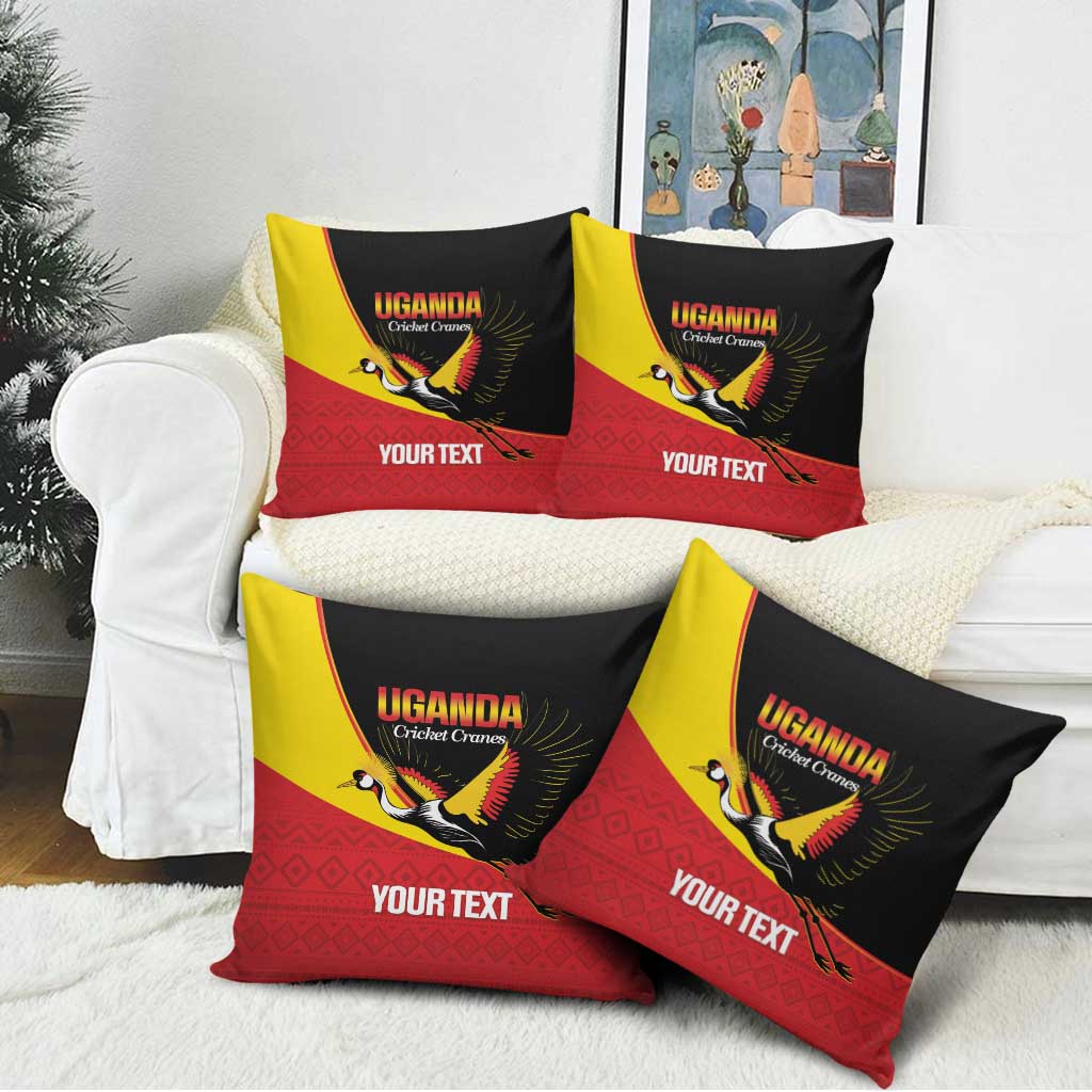 Custom Uganda Cricket Pillow Cover Go Cranes African Pattern