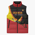 Custom Uganda Cricket Sleeveless Puffer Jacket Go Cranes African Pattern