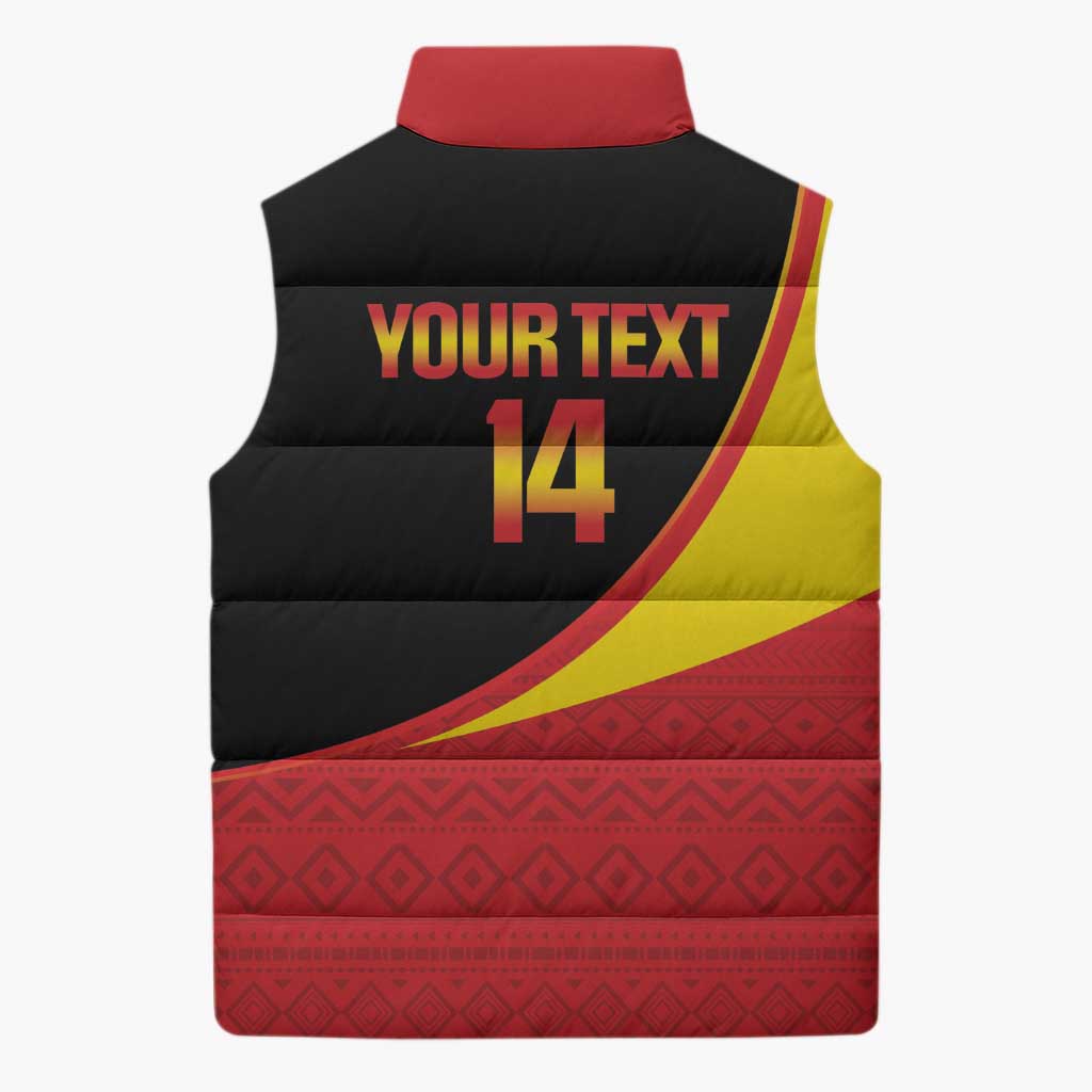 Custom Uganda Cricket Sleeveless Puffer Jacket Go Cranes African Pattern