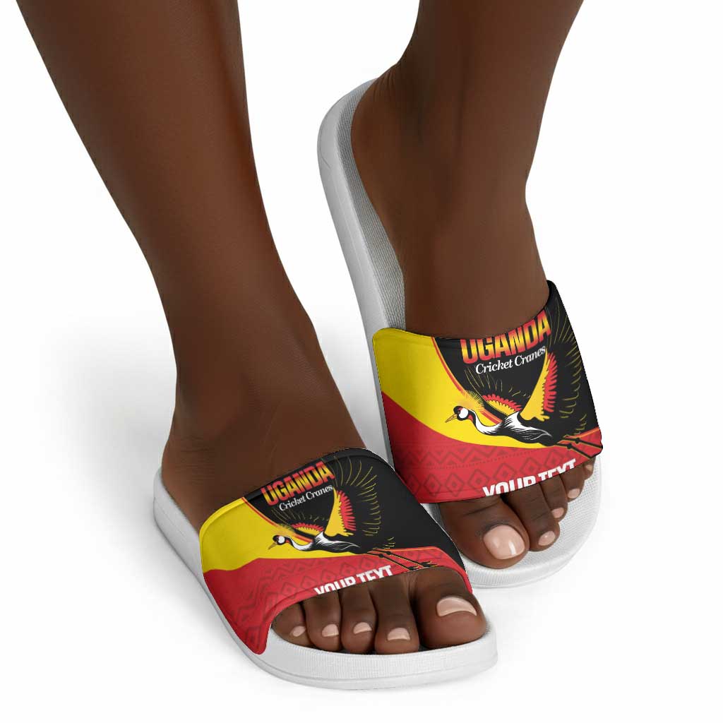 Custom Uganda Cricket Slide Sandals Go Cranes African Pattern