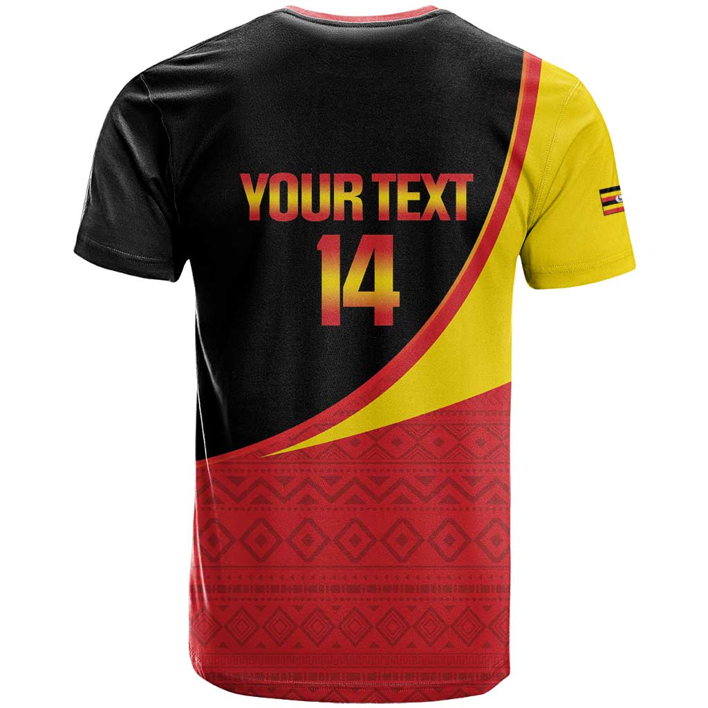 Afro Cricket Uganda Custom T shirt Go Cranes African Pattern - African Pride