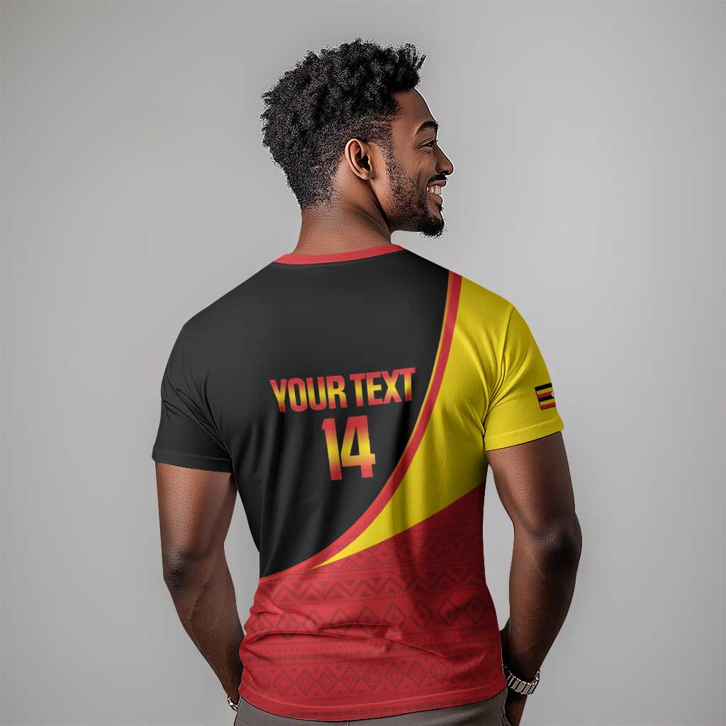 Afro Cricket Uganda Custom T shirt Go Cranes African Pattern - African Pride