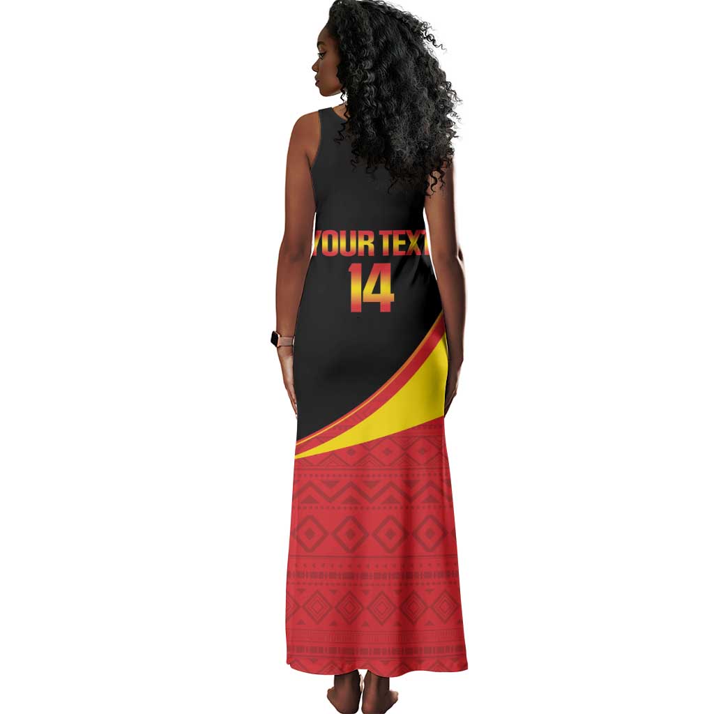 Afro Cricket Uganda Custom Tank Maxi Dress Go Cranes African Pattern - African Pride