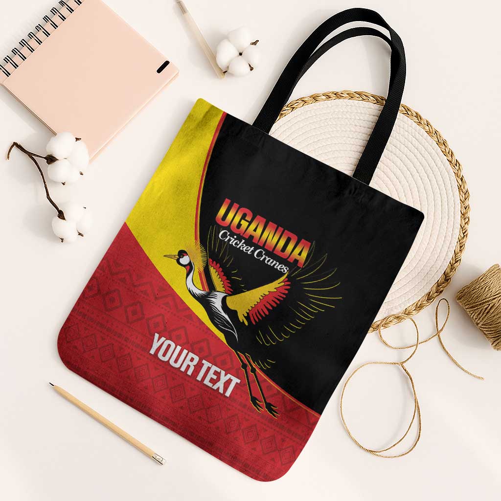 Custom Uganda Cricket Tote Bag Go Cranes African Pattern