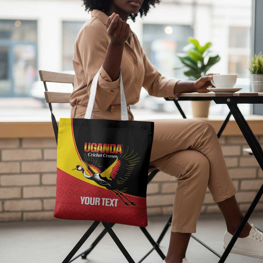 Custom Uganda Cricket Tote Bag Go Cranes African Pattern