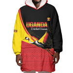 Afro Cricket Uganda Custom Wearable Blanket Hoodie Go Cranes African Pattern - African Pride