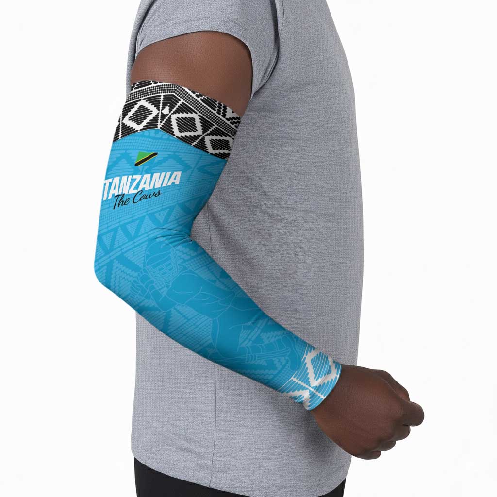 Custom Tanzania Cricket Arm Sleeves Go Cows Sporty African Pattern