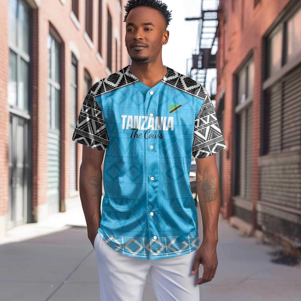 Afro Cricket Tanzania Custom Baseball Jersey Go Cows Sporty African Pattern - African Pride