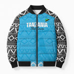 Custom Tanzania Cricket Bomber Puffer Jacket Go Cows Sporty African Pattern