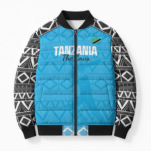 Custom Tanzania Cricket Bomber Puffer Jacket Go Cows Sporty African Pattern