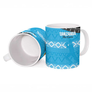 Custom Tanzania Cricket Ceramic Mug Go Cows Sporty African Pattern