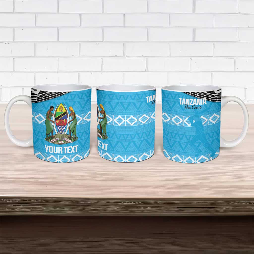 Custom Tanzania Cricket Ceramic Mug Go Cows Sporty African Pattern