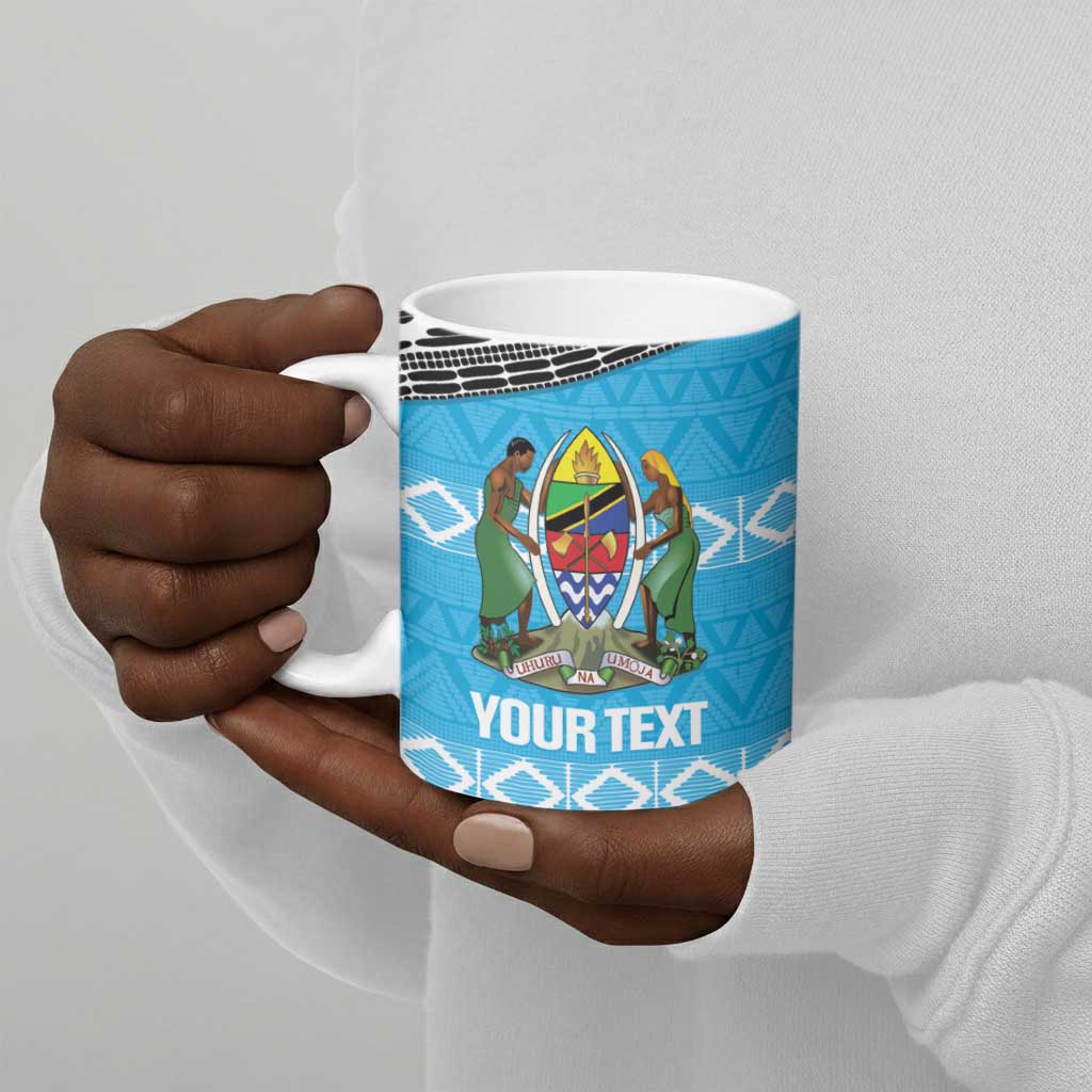 Custom Tanzania Cricket Ceramic Mug Go Cows Sporty African Pattern