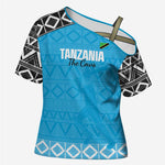 Custom Tanzania Cricket Cross Shoulder Shirt Go Cows Sporty African Pattern