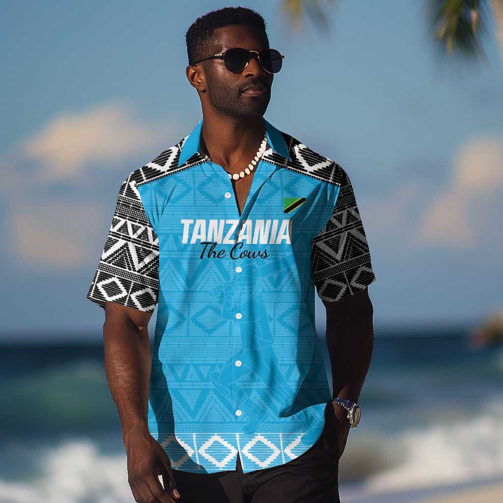 Afro Cricket Tanzania Custom Hawaiian Shirt Go Cows Sporty African Pattern - African Pride