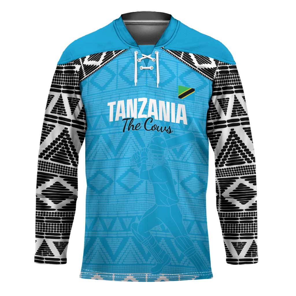 Custom Tanzania Cricket Hockey Jersey Go Cows Sporty African Pattern