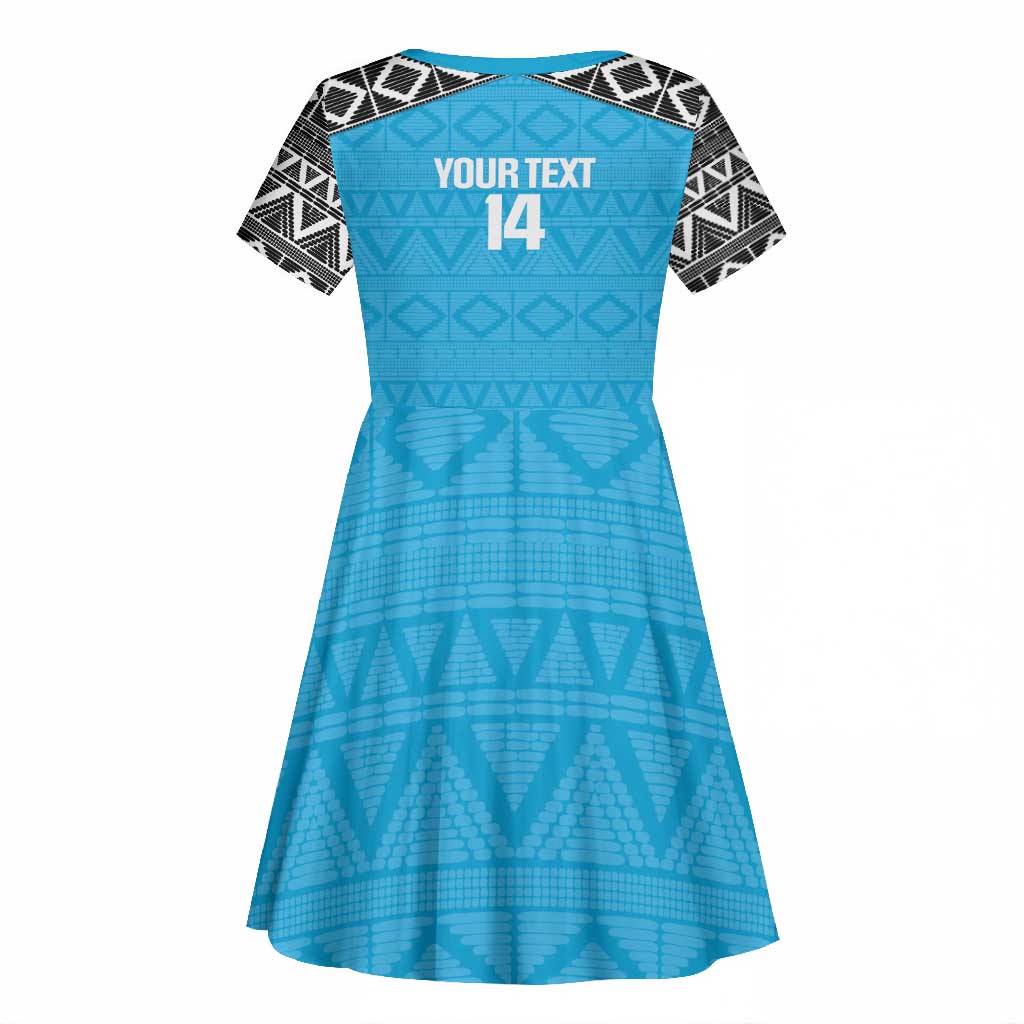 Afro Cricket Tanzania Custom Kid Short Sleeve Dress Go Cows Sporty African Pattern - African Pride