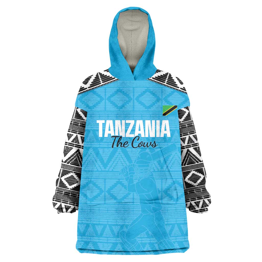 Afro Cricket Tanzania Custom Kid Wearable Blanket Hoodie Go Cows Sporty African Pattern - African Pride